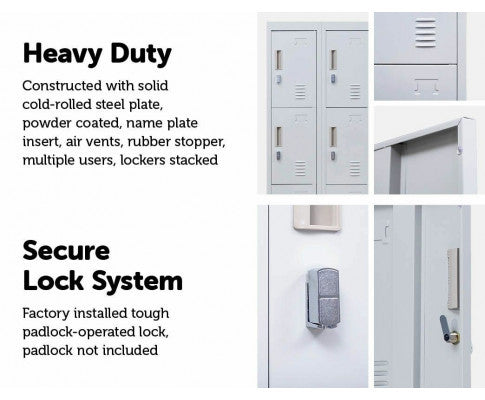 KENZIE PADLOCK - OPERATED 12 DOOR OFFICE - GYM - STORAGE - SHED - LOCKER - GREY