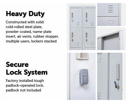 KENZIE PADLOCK - OPERATED 12 DOOR OFFICE - GYM - STORAGE - SHED - LOCKER - GREY