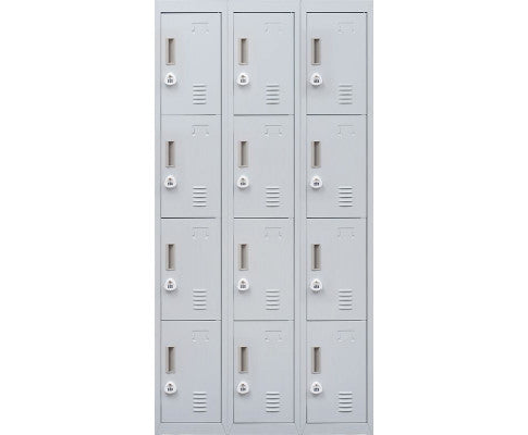 KENZIE  12 DOOR OFFICE - GYM - STORAGE - SHED WITH 3-DIGIT COMBINATION LOCK  - LOCKER - GREY