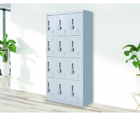 KENZIE 12 DOOR OFFICE - GYM - STORAGE - SHED WITH 4-DIGIT COMBINATION LOCK  - LOCKER - GREY