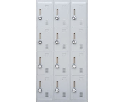 KENZIE 12 DOOR OFFICE - GYM - STORAGE - SHED WITH 4-DIGIT COMBINATION LOCK  - LOCKER - GREY
