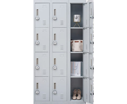 KENZIE 12 DOOR OFFICE - GYM - STORAGE - SHED WITH 4-DIGIT COMBINATION LOCK  - LOCKER - GREY
