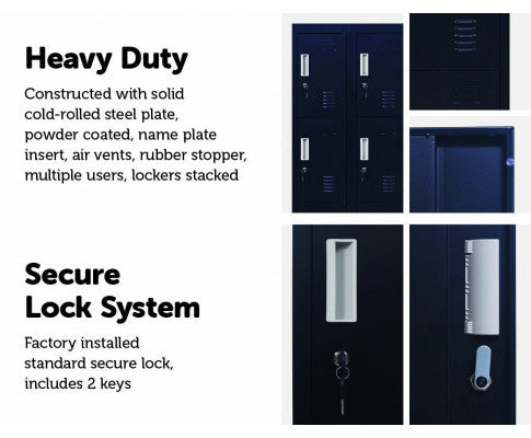 KENZIE STANDARD LOCK 12 DOOR  OFFICE - GYM - STORAGE - SHED - LOCKER - BLACK