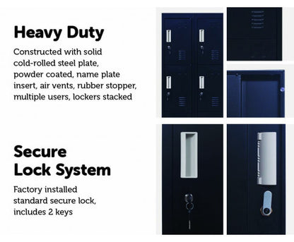 KENZIE STANDARD LOCK 12 DOOR  OFFICE - GYM - STORAGE - SHED - LOCKER - BLACK