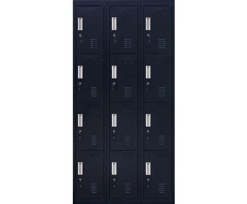 KENZIE STANDARD LOCK 12 DOOR  OFFICE - GYM - STORAGE - SHED - LOCKER - BLACK