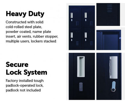 KENZIE PADLOCK - OPERATED 12 DOOR OFFICE - GYM - STORAGE - SHED - LOCKER - BLACK