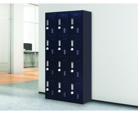Kenzie 12 Door Office - Gym - Storage - Shed With 3-digit Combination Lock - Locker - Black