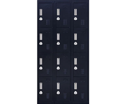 KENZIE  12 DOOR OFFICE - GYM - STORAGE - SHED WITH 3-DIGIT COMBINATION LOCK  - LOCKER - BLACK