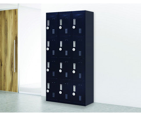 Kenzie 12 Door Office - Gym - Storage - Shed With 4-digit Combination Lock - Locker - Black