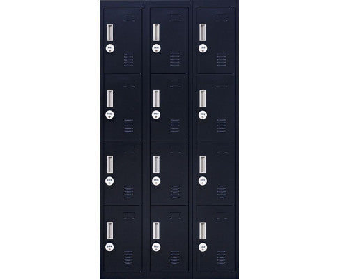 KENZIE 12 DOOR OFFICE - GYM - STORAGE - SHED WITH 4-DIGIT COMBINATION LOCK  - LOCKER - BLACK