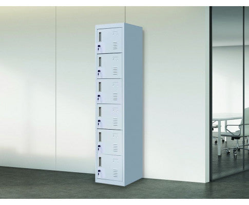 KENZIE STANDARD LOCK 6-DOOR  OFFICE - GYM - STORAGE - SHED - LOCKER - GREY