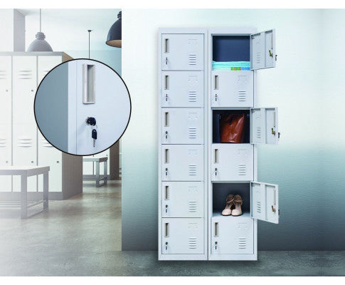 KENZIE STANDARD LOCK 6-DOOR  OFFICE - GYM - STORAGE - SHED - LOCKER - GREY
