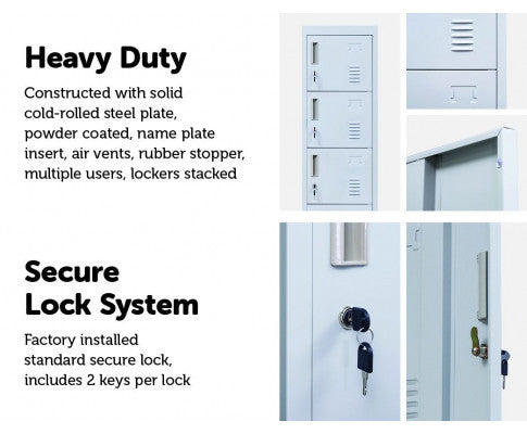 KENZIE STANDARD LOCK 6-DOOR  OFFICE - GYM - STORAGE - SHED - LOCKER - GREY