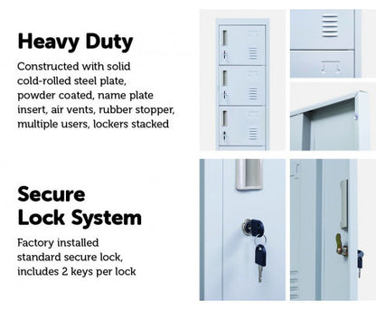 KENZIE STANDARD LOCK 6-DOOR  OFFICE - GYM - STORAGE - SHED - LOCKER - GREY