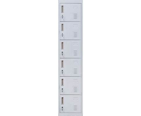 KENZIE STANDARD LOCK 6-DOOR  OFFICE - GYM - STORAGE - SHED - LOCKER - GREY