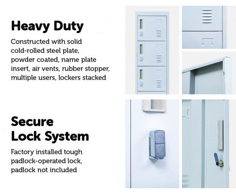 KENZIE PADLOCK - OPERATED 6-DOOR  OFFICE - GYM - STORAGE - SHED - LOCKER - GREY