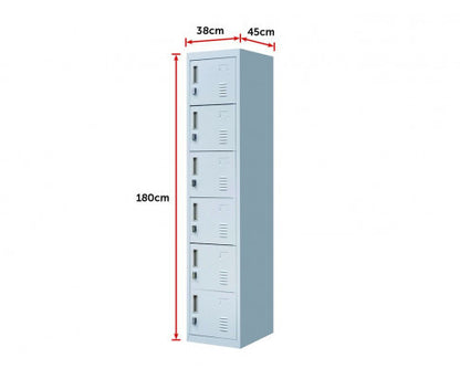 KENZIE PADLOCK - OPERATED 6-DOOR  OFFICE - GYM - STORAGE - SHED - LOCKER - GREY