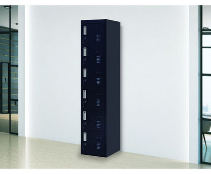 KENZIE STANDARD LOCK 6-DOOR  OFFICE - GYM - STORAGE - SHED - LOCKER - BLACK