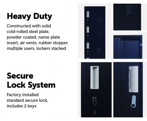 KENZIE STANDARD LOCK 6-DOOR  OFFICE - GYM - STORAGE - SHED - LOCKER - BLACK