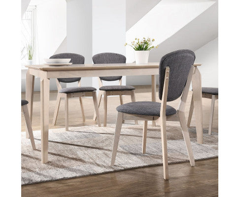 AURELIE SOLID RUBBERWOOD DINING TABLE - 1500(W) x 900(D) - WHITE WASHED