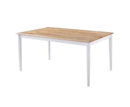 AURELIE SOLID RUBBERWOOD 7 PIECE DINING SETTING WITH 1500(L) x 900(W)- NATURAL OAK & WHITE