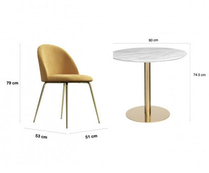 AVRILLE 5 PIECE DINING SETTING WITH 900(Dia)  TABLE - GOLD