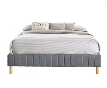 QUEEN MILLICENT FABRIC BED BASE FRAME  ONLY - LIGHT GREY