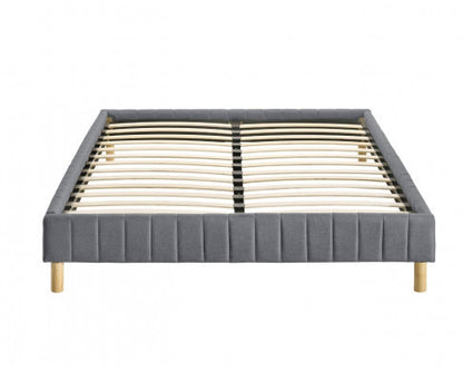 KING SINGLE MILLICENT FABRIC BED BASE FRAME  ONLY - LIGHT GREY