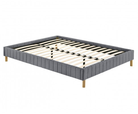DOUBLE MILLICENT FABRIC BED BASE FRAME  ONLY - LIGHT GREY