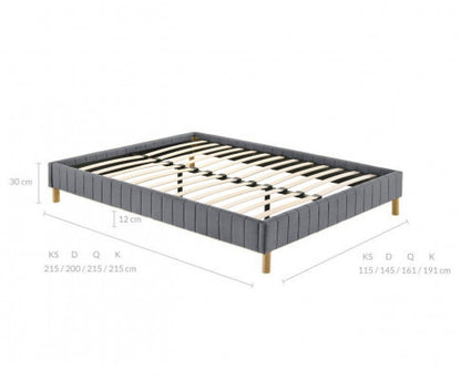 QUEEN MILLICENT FABRIC BED BASE FRAME  ONLY - LIGHT GREY