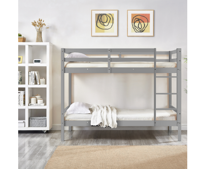 SINGLE OVER SINGLE 2 RAIL BUNK BED - GREY