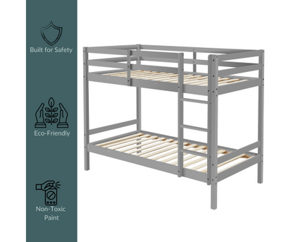 SINGLE OVER SINGLE 2 RAIL BUNK BED - GREY