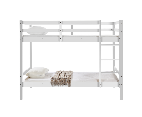 SINGLE OVER SINGLE ATOMIC 2 RAIL BUNK BED - WHITE