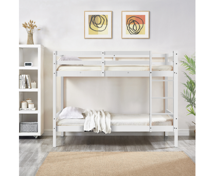 SINGLE OVER SINGLE ATOMIC 2 RAIL BUNK BED - WHITE