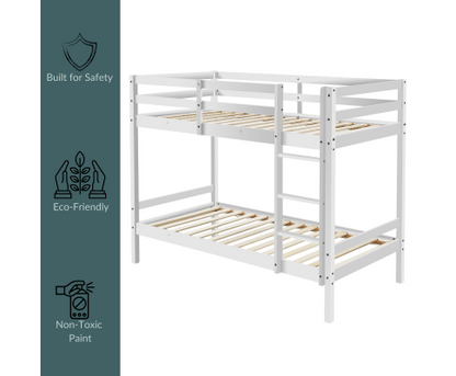 SINGLE OVER SINGLE ATOMIC 2 RAIL BUNK BED - WHITE