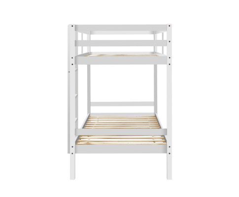 SINGLE OVER SINGLE ATOMIC 2 RAIL BUNK BED - WHITE