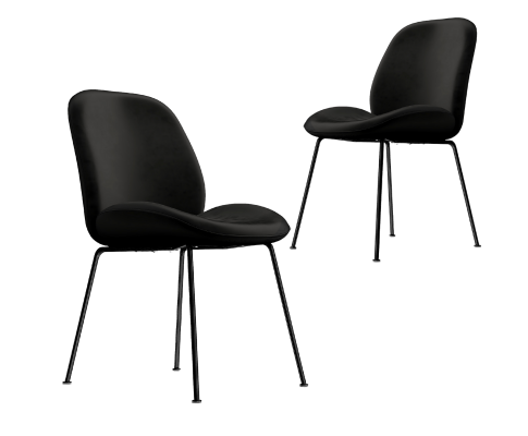 AVERIE (SET OF 2) FABRIC DINING CHAIR - BLACK VELVET