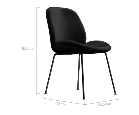 AVERIE (SET OF 2) FABRIC DINING CHAIR - BLACK VELVET