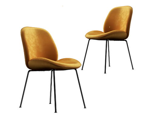 AVERIE (SET OF 2) FABRIC DINING CHAIR - GOLD VELVET