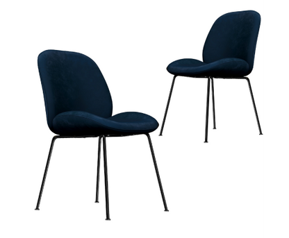 AVERIE (SET OF 2) FABRIC DINING CHAIR - SAPPHIRE BLUE VELVET