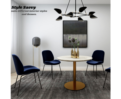 AVERIE (SET OF 2) FABRIC DINING CHAIR - SAPPHIRE BLUE VELVET