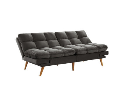 MIKLAUS VELVET FABRIC 3 SEATER SOFA BED - CHARCOAL