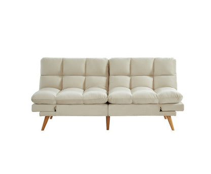 MIKLAUS VELVET FABRIC 3 SEATER SOFA BED - CREAM