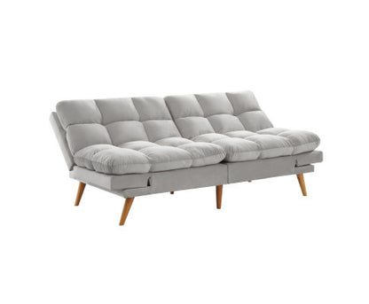 MIKLAUS VELVET FABRIC 3 SEATER SOFA BED - LIGHT GREY