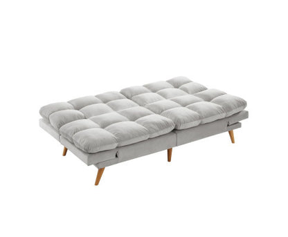 MIKLAUS VELVET FABRIC 3 SEATER SOFA BED - LIGHT GREY