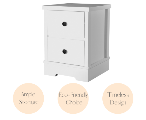PERNILLE 2 DRAWER BEDSIDE TABLE - WHITE