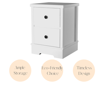 PERNILLE 2 DRAWER BEDSIDE TABLE - WHITE