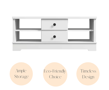 PERNILLE 4 SHELVES/ 2 DRAWER COFFEE TABLE - WHITE