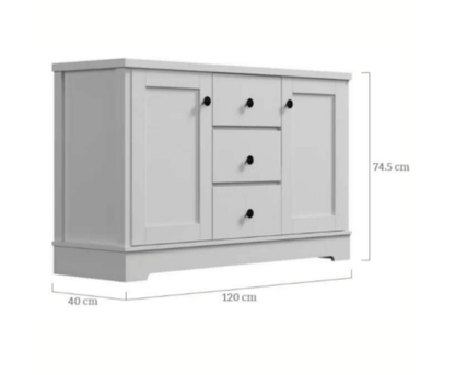 PERNILLE 2 DOOR/ 3 DRAWER SIDEBOARD - 745(H) x 1200(W) x 400(D) - WHITE