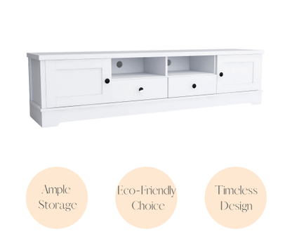 PERNILLE 2 SHELVES/ 4 DRAWER TV ENTERTAINMENT UNIT - WHITE